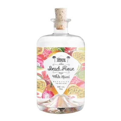 Image of BEACH HOUSE White Spiced Rum with natural flavours Distilled in Mauritius Blended and bottled France 40% ABV 700ml Perfect for easy to make cocktails
