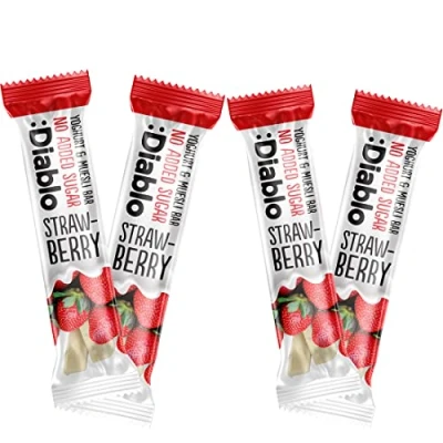 Image of Diablo Yoghurt &amp; Muesli Bar Strawberry No Added Sugar Sweetened with Maltitol Breakfast Bars Diabetic Friendly Hamper Available Perfect for Gifting 1 30g (Pack Of 4)
