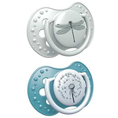 Image of LOVI Soother 18+ Months, Baby Dummies with Silicone Teat, Dynamic Tip, Botanic Collection, 2 Pieces, Blue