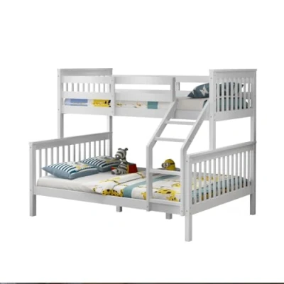 Image of More4Homes NOAH WHITE WOODEN TRIPLE SLEEPER BUNK BED SINGLE &amp; DOUBLE