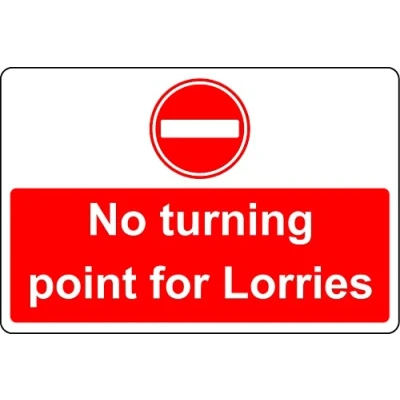 Image of No turning point for lorries Safety sign 1mm Plastic (400mm x 300mm)