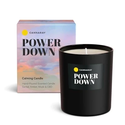 Image of Cannaray Power Down CBD Candle 198mg Fragranced with Creamy Sandalwood, Rich Amber and Velvety Musk 200g