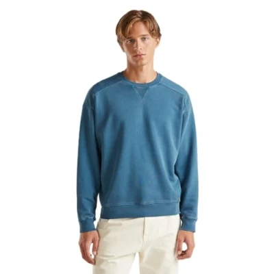 Image of United Colors of Benetton Men&#039;s Shirt C/CAPP. m/l 342zu201k Hooded Sweatshirt, Blue, S