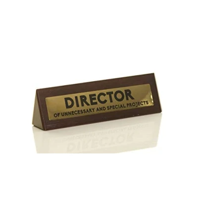 Image of Boxer Gifts ‘Director of Unnecessary Projects’ Novelty Wooden Desk Warning Sign Funny Office Humor Gift for Colleague Or Boss 4.5cm x 17.5cm