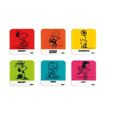 Image of Excelsa Peanuts Coasters, Polyester, Multi Colour, Pack of 6