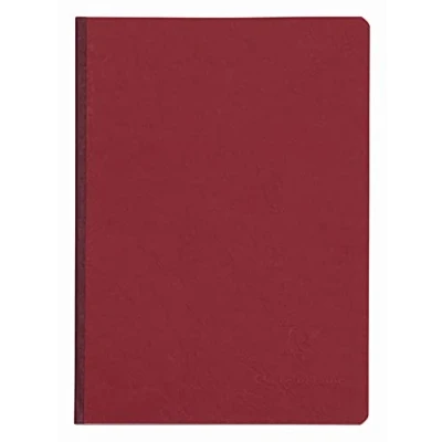 Image of Clairefontaine Ref 795422C Age Bag Clothbound Notebook (192 Pages) A5 Size, Squared Rulings, 90gsm Brushed Vellum Paper Red Leather Effect Cover