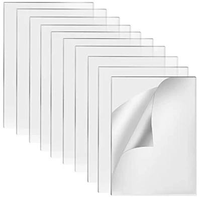 Image of Winfred 10 PCS Clear Acrylic Perspex Sheet 1.74mm Thick Plastic Board Cast Glass with Double Sided Protective Films Rectangular Panel for LED Light Base Signs DIY Display