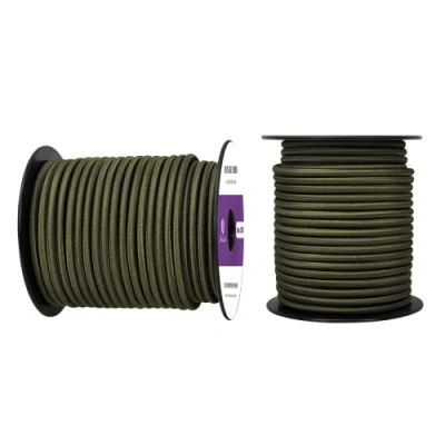 Image of Abma Cord Bungee 6mm 30M Elastic Shock 100% Stretch Rope for Tarpaulin, Trailer, Backpack, Tent Pole, Kayak Army Green