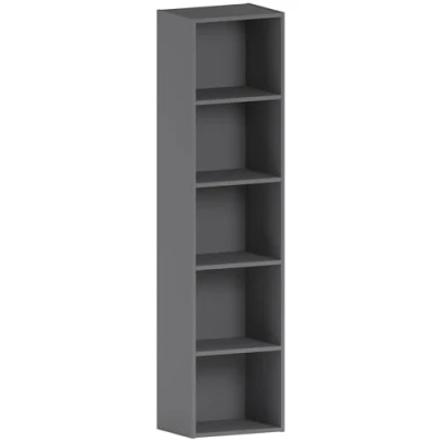 Image of Vida Designs Oxford 5 Tier Cube Bookcase, Grey Wooden Shelving Display Storage Unit Office Living Room Furniture