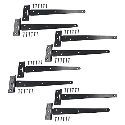 Image of 10 (250mm) Heavy Duty T Tee Hinges for Doors + Gates with Fixing Screws 8pc