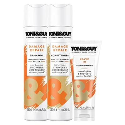 Image of Bundle of Toni &amp; Guy Damage Repair Conditioner 250ml, Shampoo 250ml With Leave In 100ml, Hair Becomes Stronger and More Resilient Every Wash