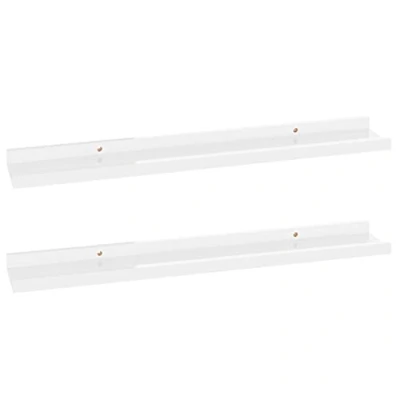 Image of vidaXL Wall Mounted Shelves, Set of 2, High Gloss White Finish, Versatile Display Storage Solution, Easy Assembly, Durable MDF Ideal for Living Room, Bedroom, Office