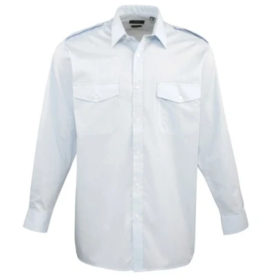 Image of Premier Mens Long Sleeve Pilot Plain Work Shirt (16.5) (Light Blue)