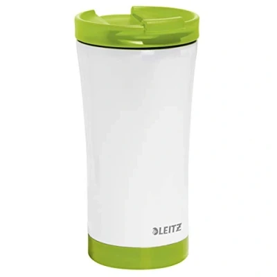 Image of Leitz WOW Travel Mug, Stainless Steel, Thermal Insulation for Hot and Cold Beverages, Reusable Green