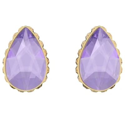 Image of Swarovski Orbita Stud Earrings, Purple Crystal in a Gold Tone Plated Setting, from the Collection