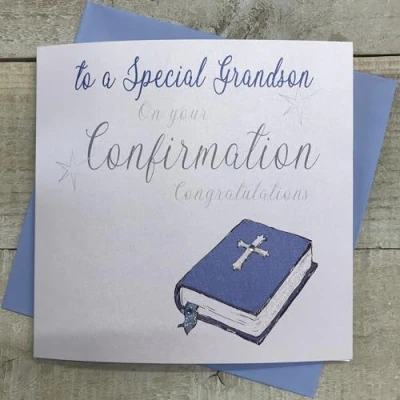Image of To a Special Grandson on your Confirmation Congratulations Card Blue Bible