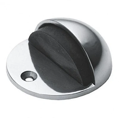 Image of Carlisle Brass Solid Oval Floor Mounted Half Moon Door Stop (Polished Chrome)