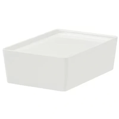 Image of I K E A KUGGIS Storage Organizer Container Box with lid, white Plastic 18x26x8 cm + 1 Free Shoe Bag