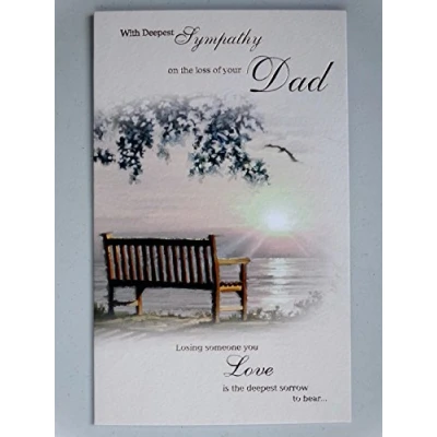 Image of On The Loss Of Your Dad Bench &amp; Sea Design Lovely Verse Sympathy Condolence Card