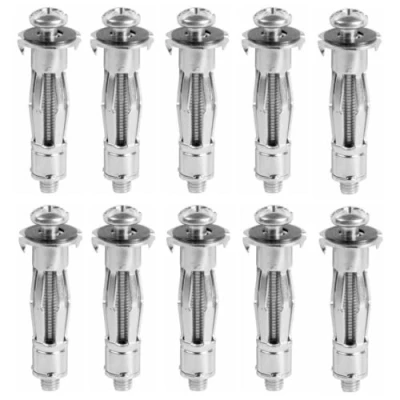 Image of 10 x fiXte Metal Heavy Duty Plasterboard Cavity Wall Anchor Plug Fixings BZP Steel M6 65