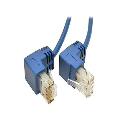 Image of Tripp Lite Cat6 Gigabit Snagless Molded Slim UTP Patch Cable, 1 ft. Right Angle, RJ45 M/M 1&#039; (N201 SR1 BL)
