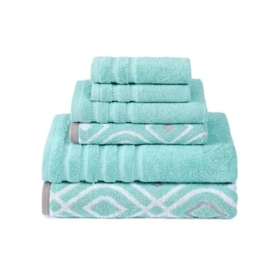 Image of Pacific Coast Textiles 6 Pc Yarn Dyed Towel Oxford Aqua, Piece, 40.6 x 25.4 12.7 cm