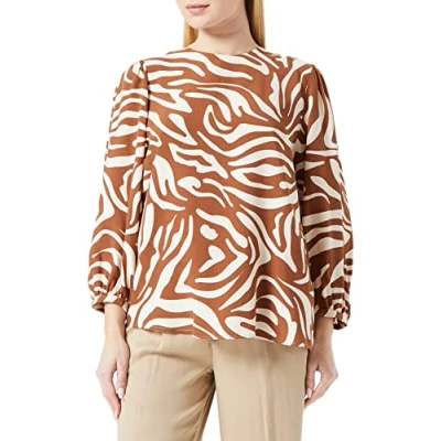 Image of Seidensticker Women&#039;s Regular fit Long Sleeved Blouse, Brown, 10