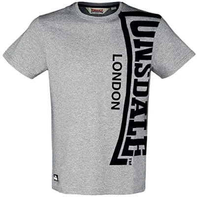 Image of Lonsdale Men&#039;s Holyrood T Shirt, Marl Grey/Black, L