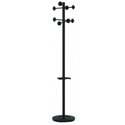 Image of Unilux Accueil Coat Stand Solid Head Steel Post Umbrella Double Pegs Black Ref 35006M