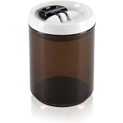 Image of Leifheit Fresh and Easy Coffee Storage Container, Box, Ground Storage, White/Brown, 13 cm diameter, 1.4 L capacity