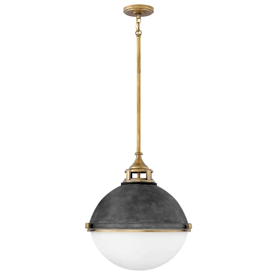 Image of Hinkley Fletcher 3 Light Pendant Aged Zinc with Heritage Brass