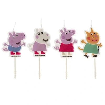 Image of dekora Set of 3D Peppa Pig Patrol Birthday Candles for Children&#039;s Cakes Original Candle Children Pack 4