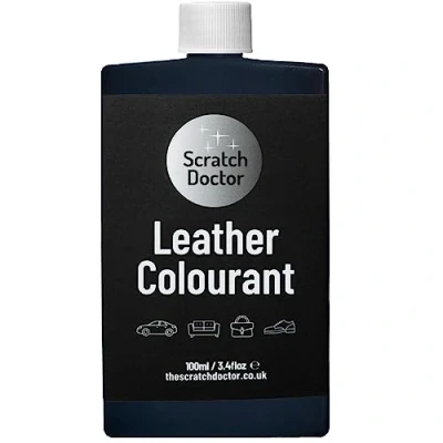 Image of Scratch Doctor Leather Colourant Restore &amp; Repair Faux Vinyl Paint for Furniture Sofas Car Seats Shoes Handbags (Dark Blue, 100ml)