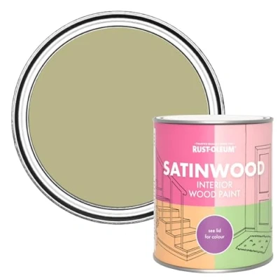 Image of Rust Oleum Green Satinwood Interior Wood Paint Sage 750ml