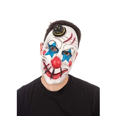 Image of Bristol Novelty BM578 Top Hat Horror Clown Face Mask, Men, Women, White, Blue,Red