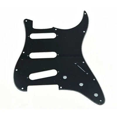Image of KAISH 11 Hole ST/Strat Style Guitar Pickguard Bridge Reversed ST Pick Guard for Jimi Hendrix Stratocaster/Strat Black 3 Ply