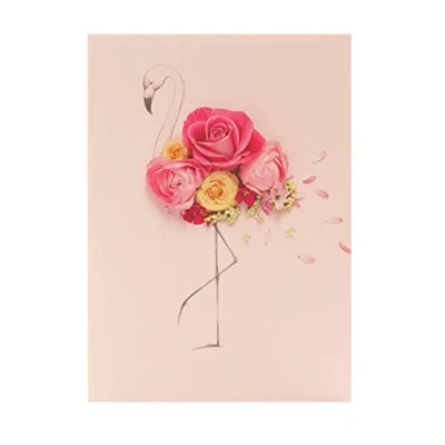 Image of Birthday Card for Her Friend Into the Meadow Pink Floral Flamingo