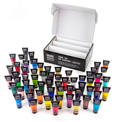 Image of Liquitex BASICS 60 Tube Acrylic Paint Set, 22ml (0.74oz) Amazon Exclusive