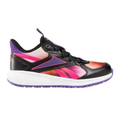 Image of Reebok ROAD Supreme 4.0 Unisex Minimalist running shoes for kids, Size: 4.5, Black/dynamic purple/bold pink Imitation leather/ textile