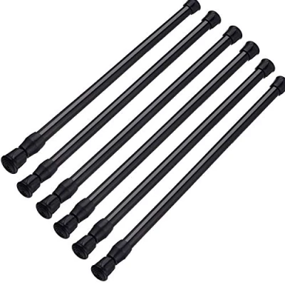 Image of SIQUK 6 Pack Tension Rods Adjustable Spring Cupboard Bars Black Extendable Rod for Wardrobe Bookshelf Bathroom, 40 to 70cm