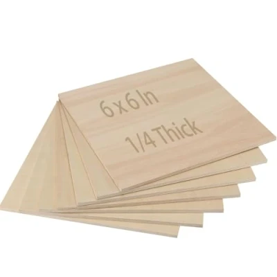 Image of ZEONHAK 20 PCS 1/4 x 6 Inch Basswood Plywood Sheets, Unfinished Square Wood Pieces, Wooden Cutouts for DIY Projects, Engraving, Painting