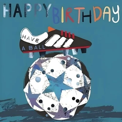 Image of Male Birthday Card for Him General Men/Boys Sporty Football Design Special Finish Made in the UK Eco Friendly