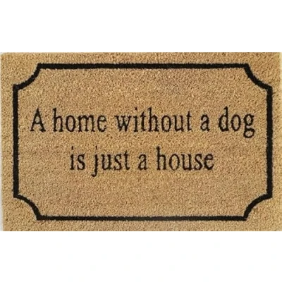 Image of AP Supplies Rubber Backed Coir Door Mat 40cm x 60cm Durable, Non Slip, Eco Friendly, Absorbent for Indoor/Outdoor, Entrance, Floor (A HOME WITHOUT A DOG IS JUST HOUSE)