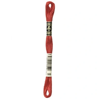Image of DMC 117 666 Six Stranded Cotton Embroidery Floss, Bright Christmas Red, 8.7 Yard