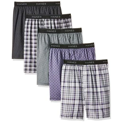 Image of Hanes Men&#039;s Pack Exposed Waistband Multi boxer shorts, Print, L UK