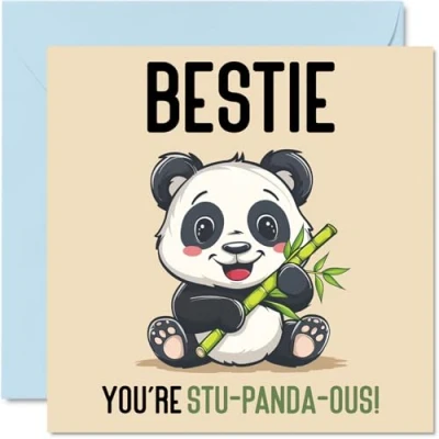 Image of Birthday Cards for Bestie Stu Panda ous Funny Happy Card Best Friend from Friends, Bestfriend Gifts, 145mm x Joke Greeting Women Men