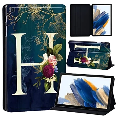 Image of Printed Case for Samsung Galaxy Tab A8 10.5 Inch 2022 (SM X200/X205/X207), Slim Lightweight Protective Hard Cover Trifold Stand with Auto Sleep/Wake (initial letter H)