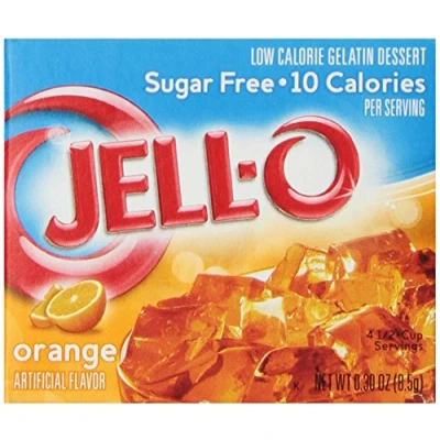 Image of JELL O SUGAR FREE ORANGE LOW CALORIE GELATIN DESSERT 1 x 8.5g AMERICAN IMPORT