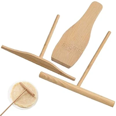 Image of Egg Cake Scraper Wooden Crepes Spatula Set Pancake Making Tool
