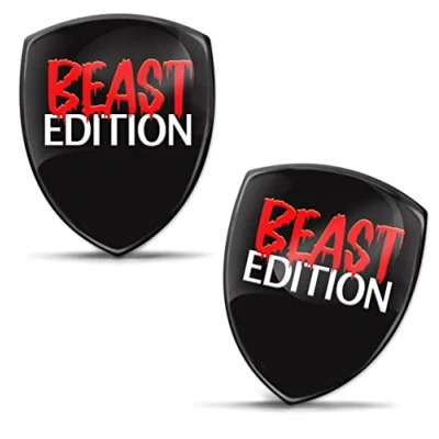 Image of Biomar Labs 2 x 3D Gel Silicone Sticker Beast Edition Red Badge Stickers Car Motorcycle Bicycle Window Door Laptop KS 140